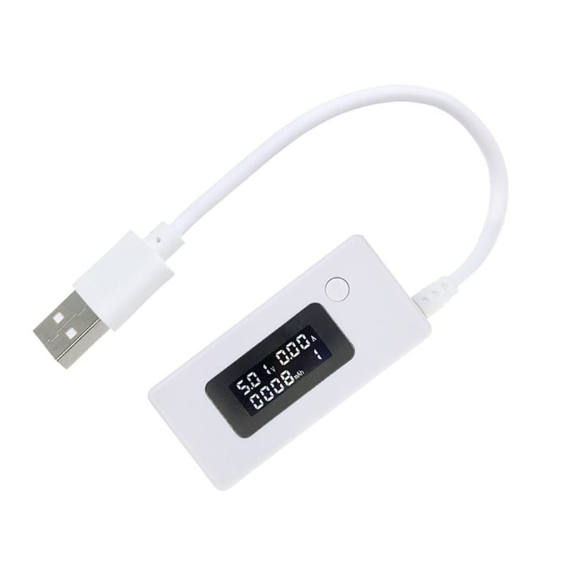 White USB Power Capacity Tester Voltage Amps Meter LCD Panel Monitor Gauge Voltmeter Ammeter - Image 1
